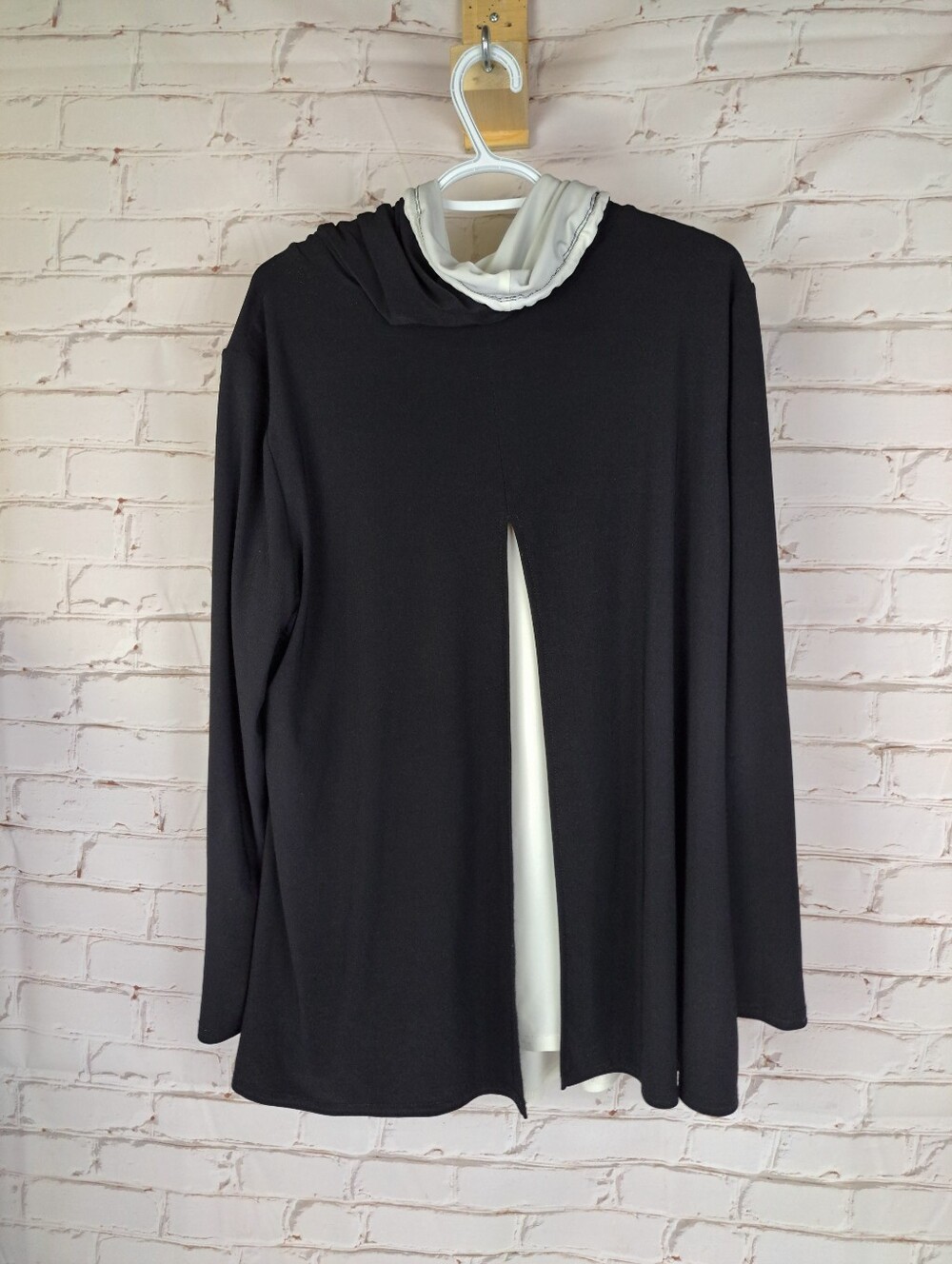 Joseph Ribkoff Two-Tone Layered Cowl Neck Tunic Top - Picture 4 of 7